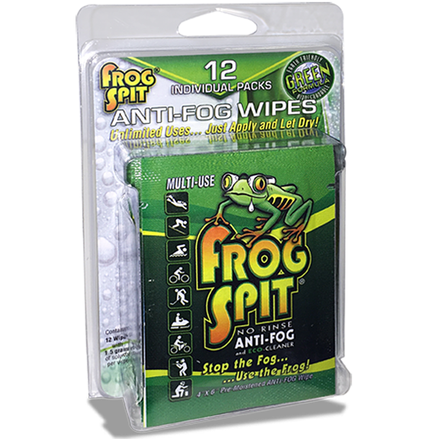 Pack of 12 Frog Spit No Rinse Anti-Fog Wipes Eco Friendly Made in America